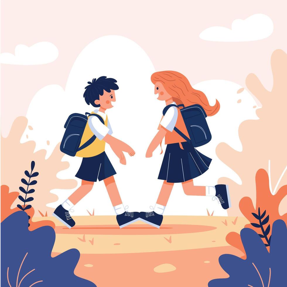 Back to School - kids - boy and girl vector