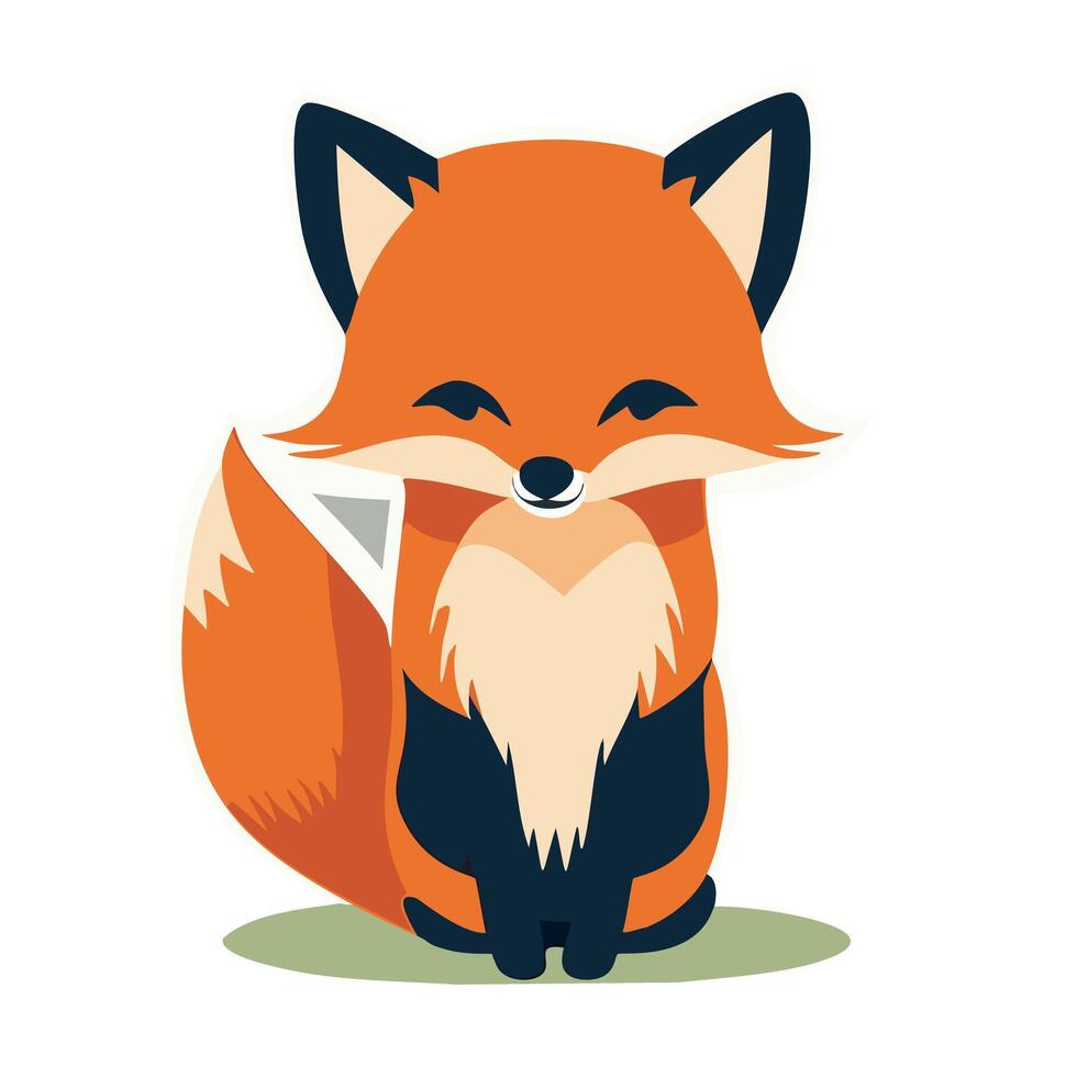 cute and beautiful orange fox vector