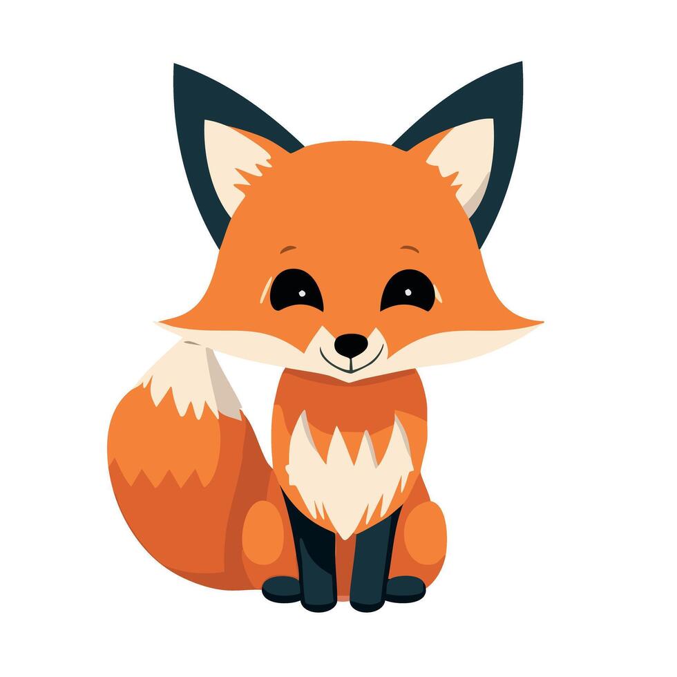 cute and beautiful orange fox vector