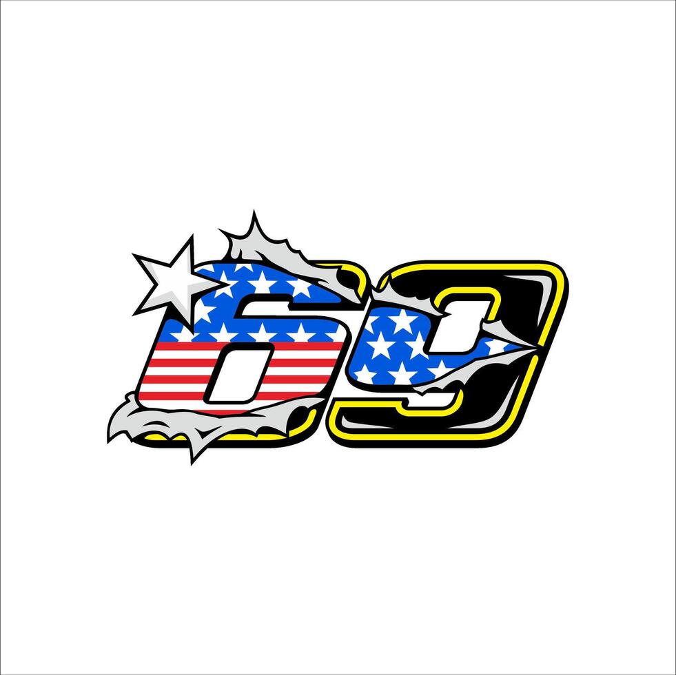the logo for the american flag and the number 69 vector
