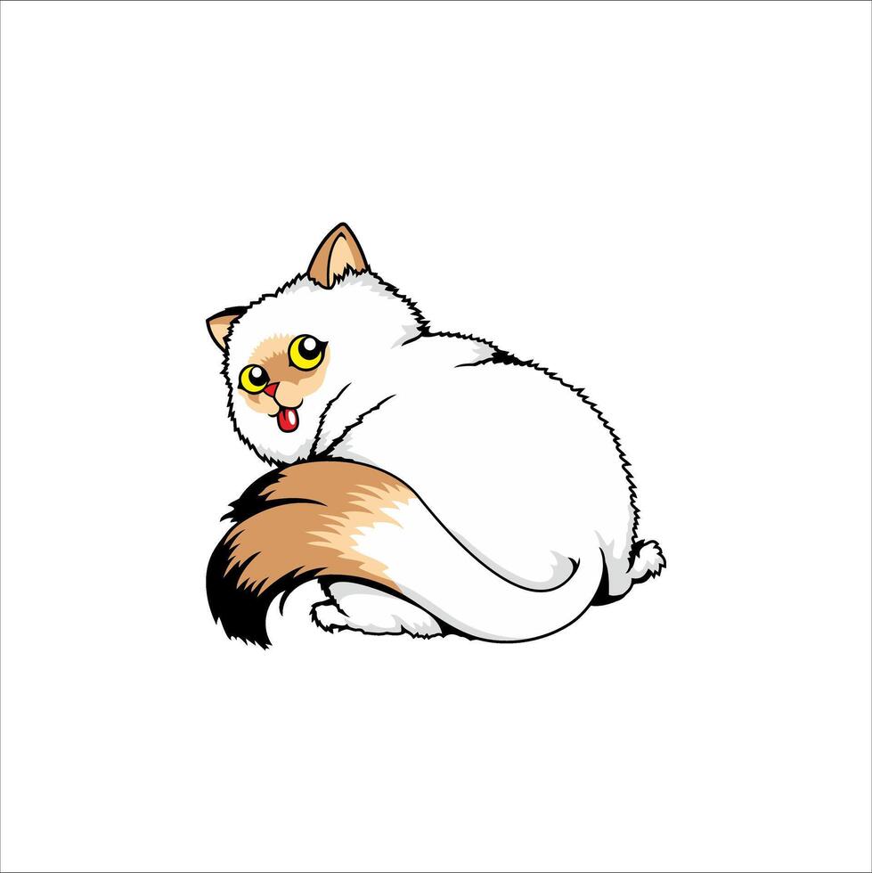 a cartoon cat with yellow eyes sitting down vector