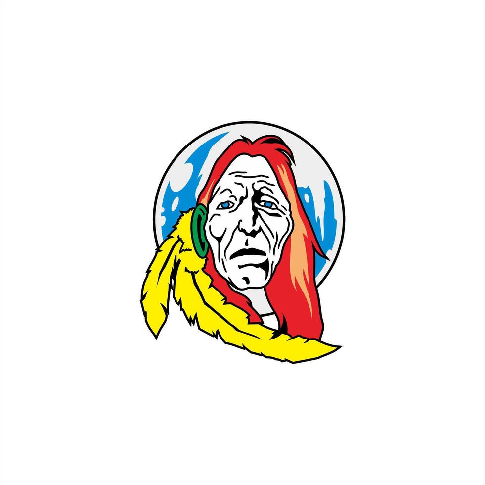 the logo of the indian chief is shown in this illustration vector