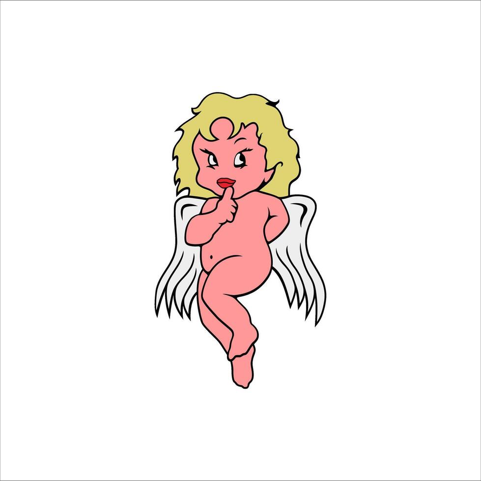 a cartoon angel with a red lip and a pink nose vector