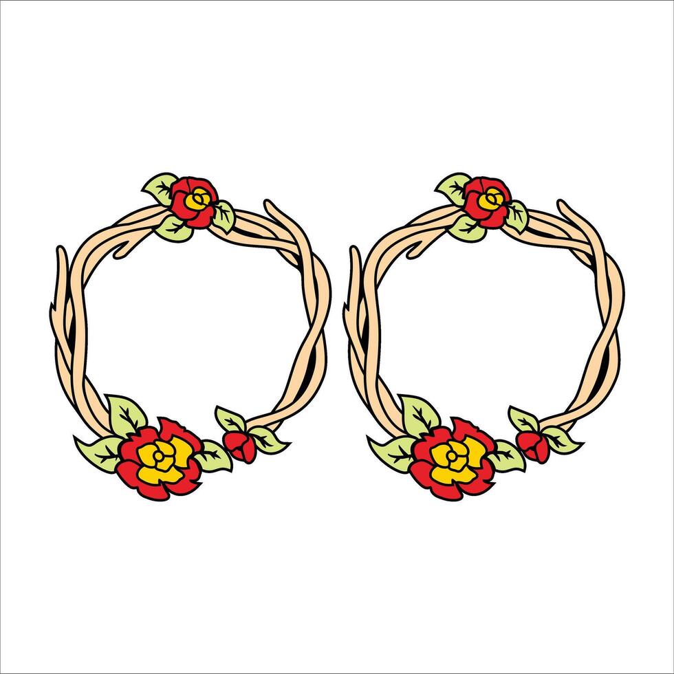 two wreaths with flowers on them vector