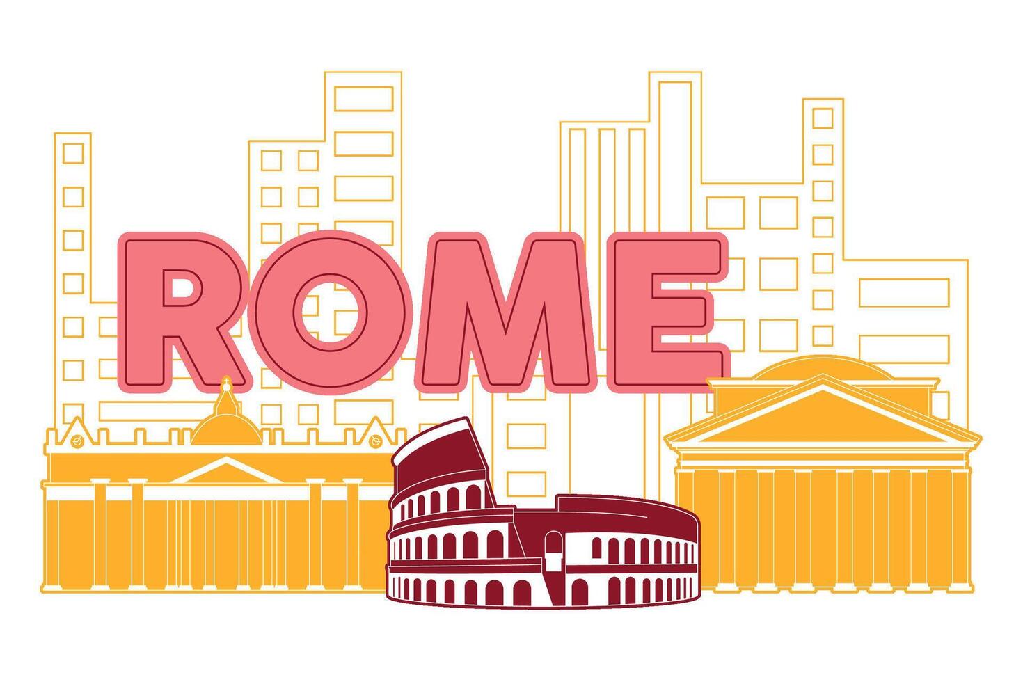 Rome skyline Modern cityscape illustration vector