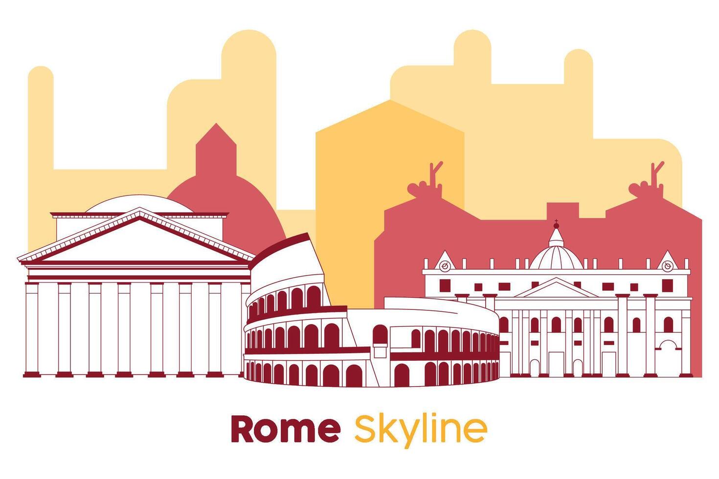 Rome skyline Modern cityscape illustration vector