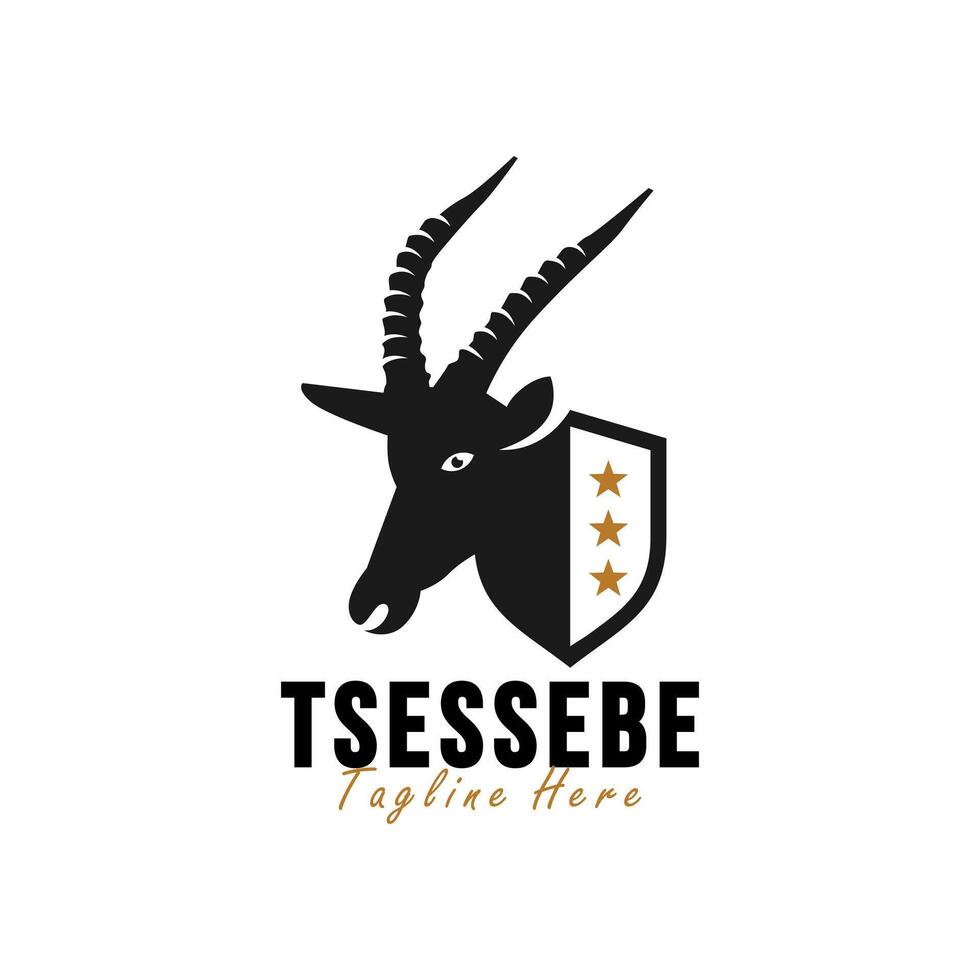 antelope head shield logo vector