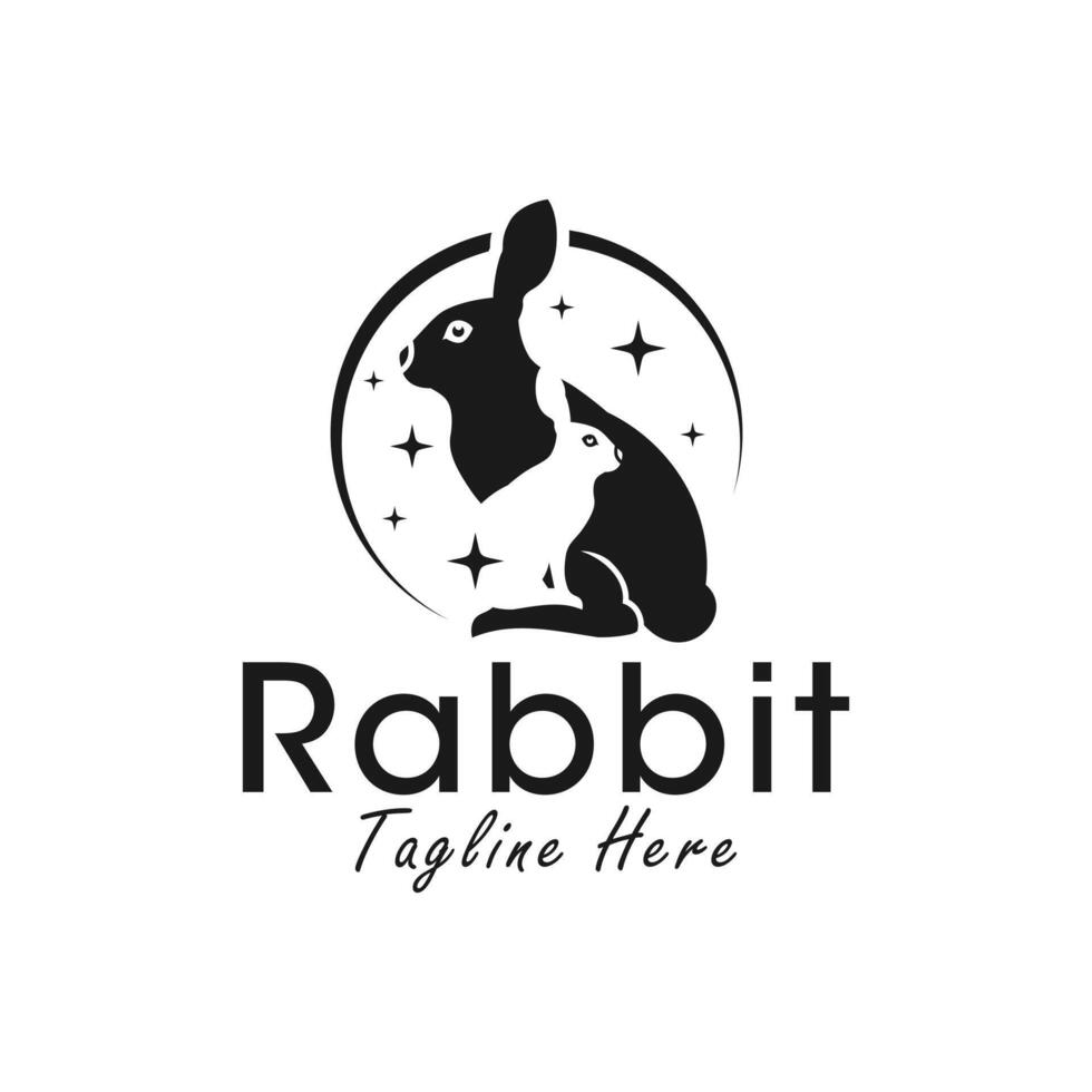 two black rabbits logo vector