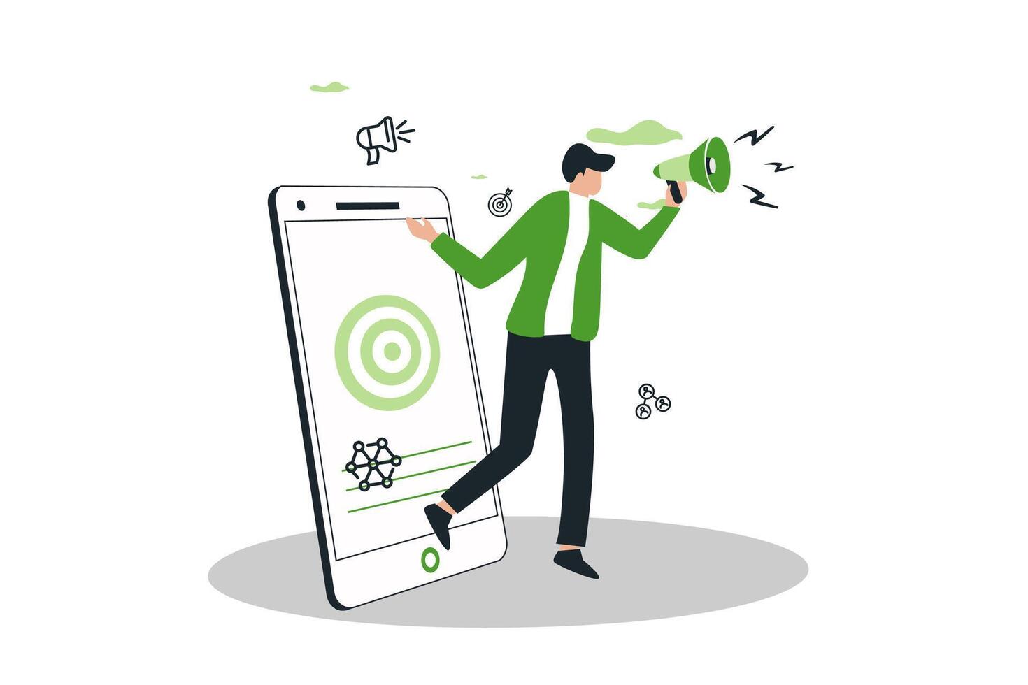 mobile marketing illustration man hold meghaphone vector