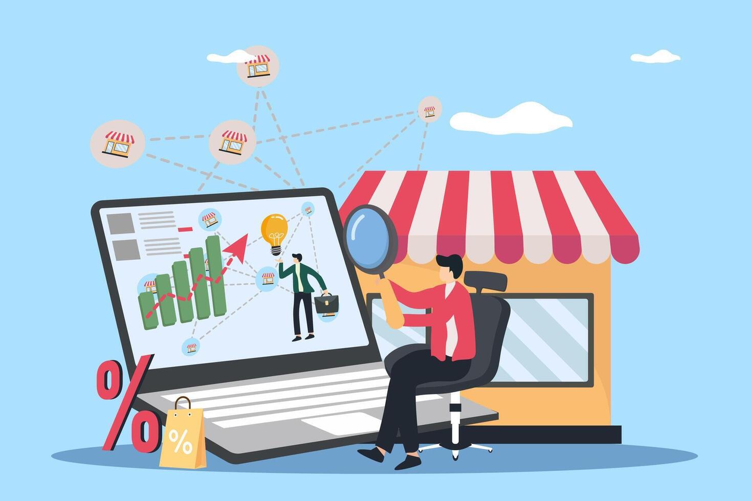 online store business increases sales and income. business concept strategy marketing management. vector