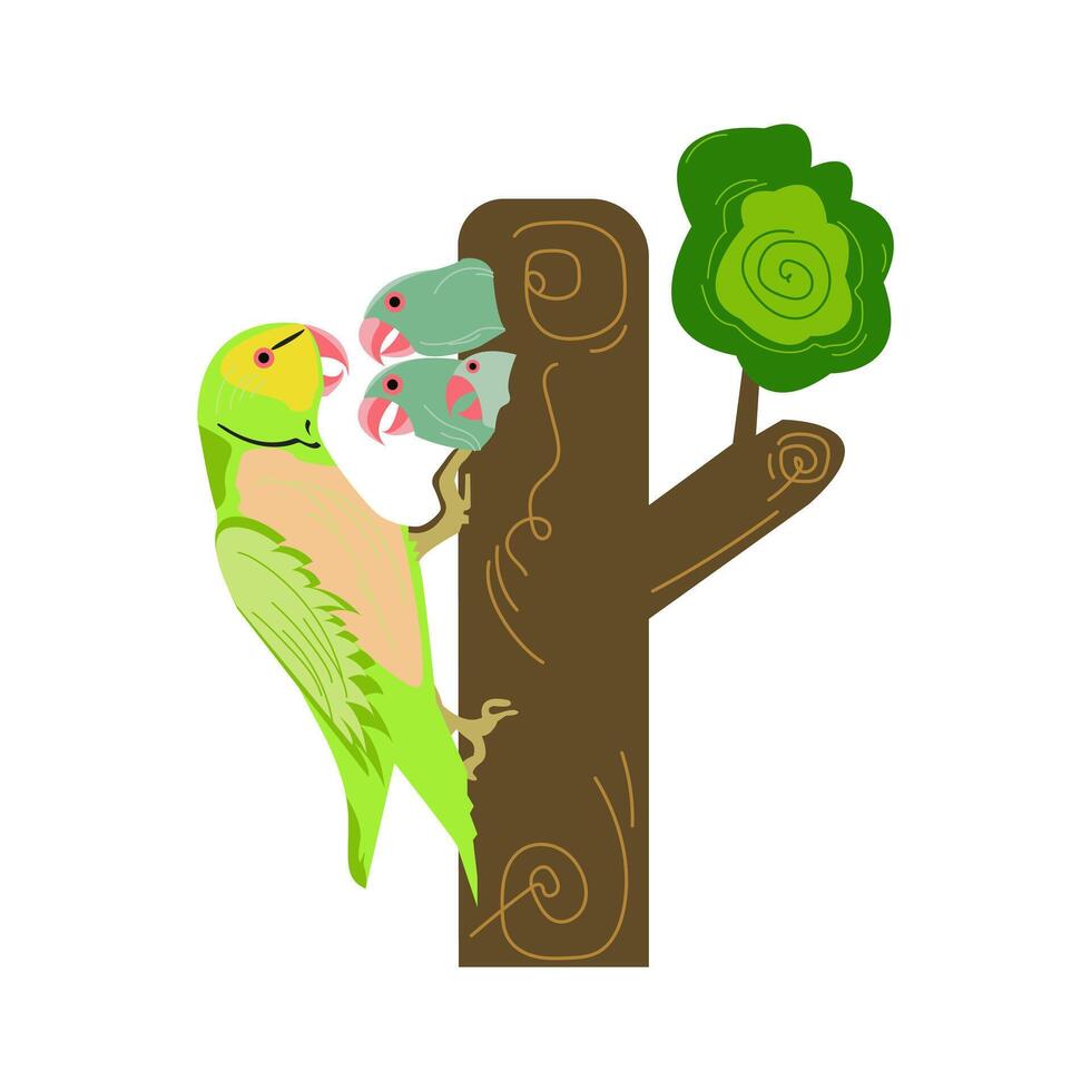 bird is feeding its chicks vector