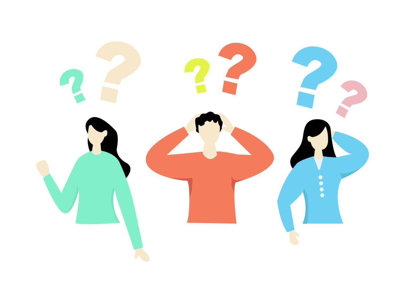 set of adults who are confused,thinking vector