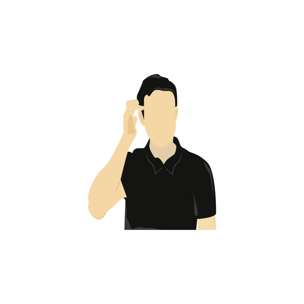 confused thinking person, flat illustration vector