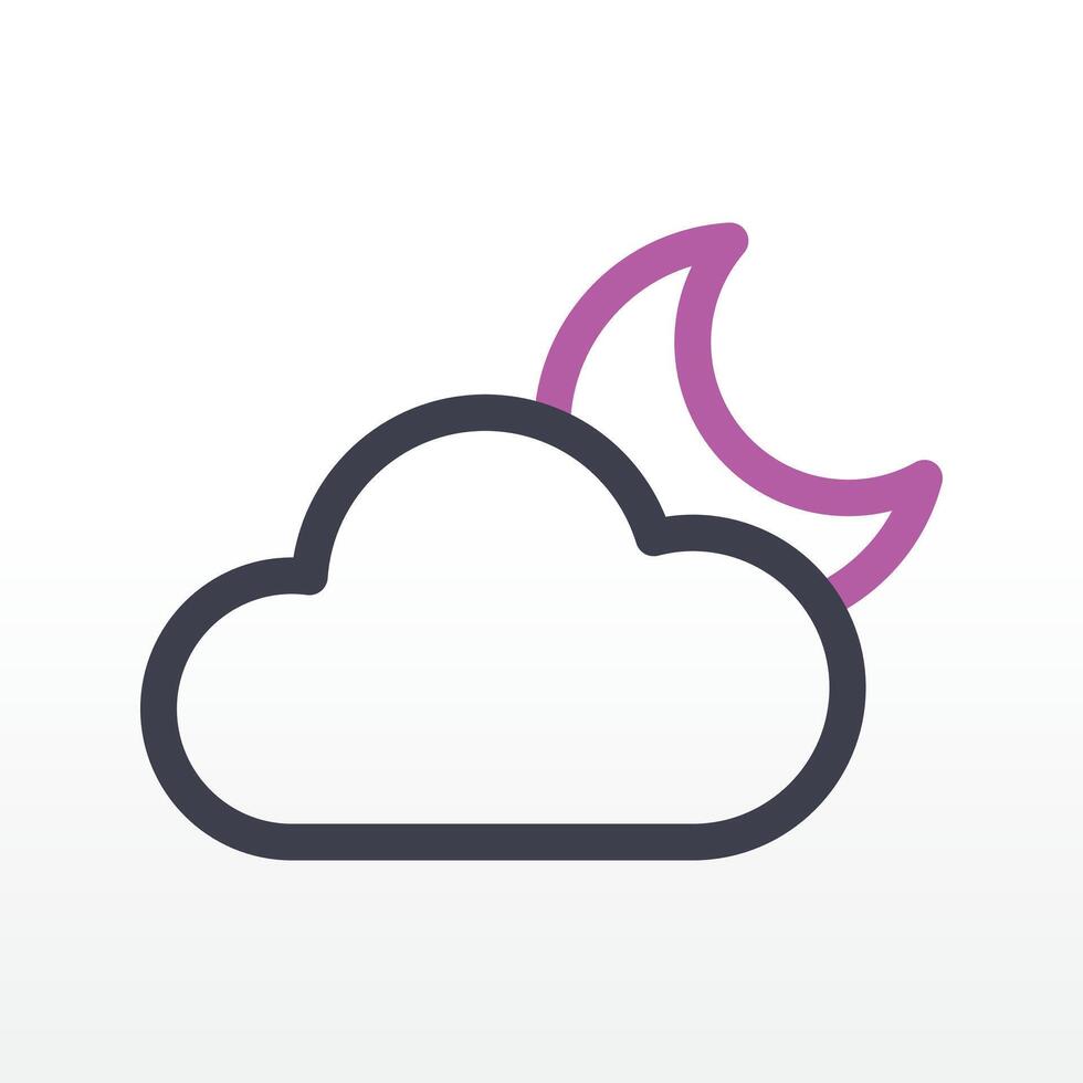 Cloudy at Midnight Icon Illustration vector