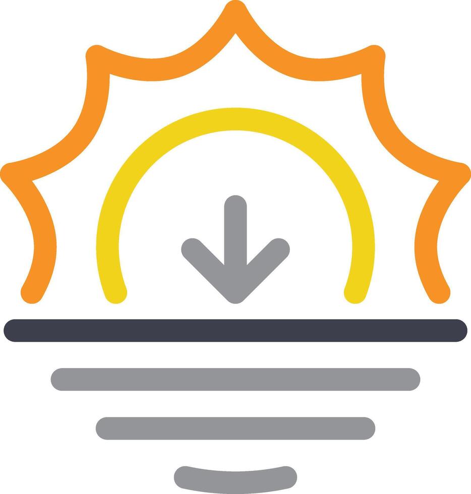 Sunset icon. a sun with an arrow pointing down symbol. vector
