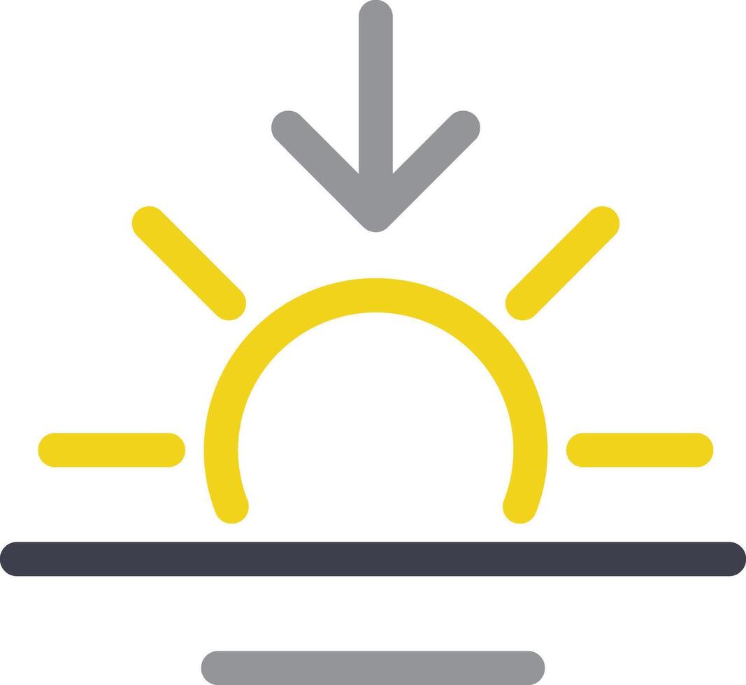 Sunset icon. a sun with an arrow pointing down symbol. vector