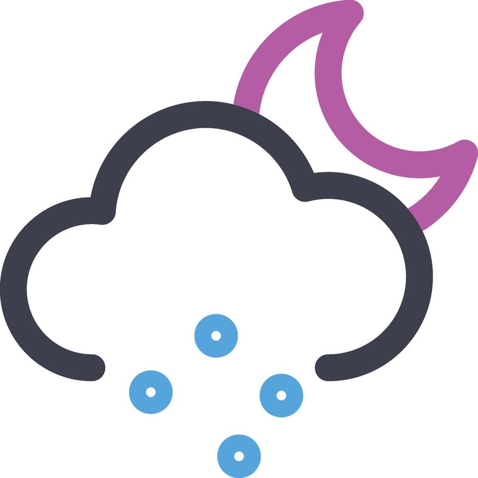 Hail rain in the midnight icon. Moon, cloud, ice stone symbol illustrator vector