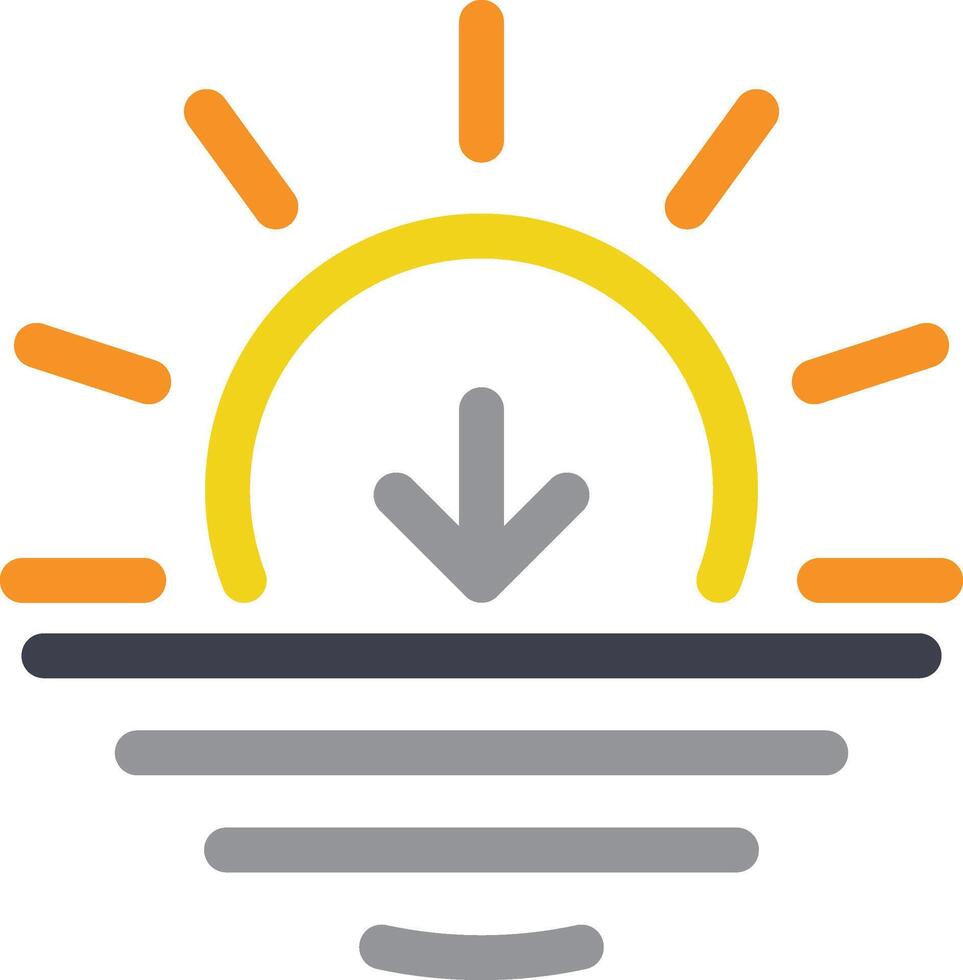Sunset icon. a sun with an arrow pointing down symbol. vector