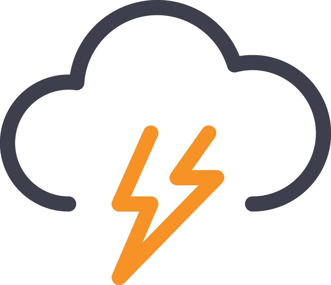 Lightning rain icon with lightning and cloud symbol illustration. vector