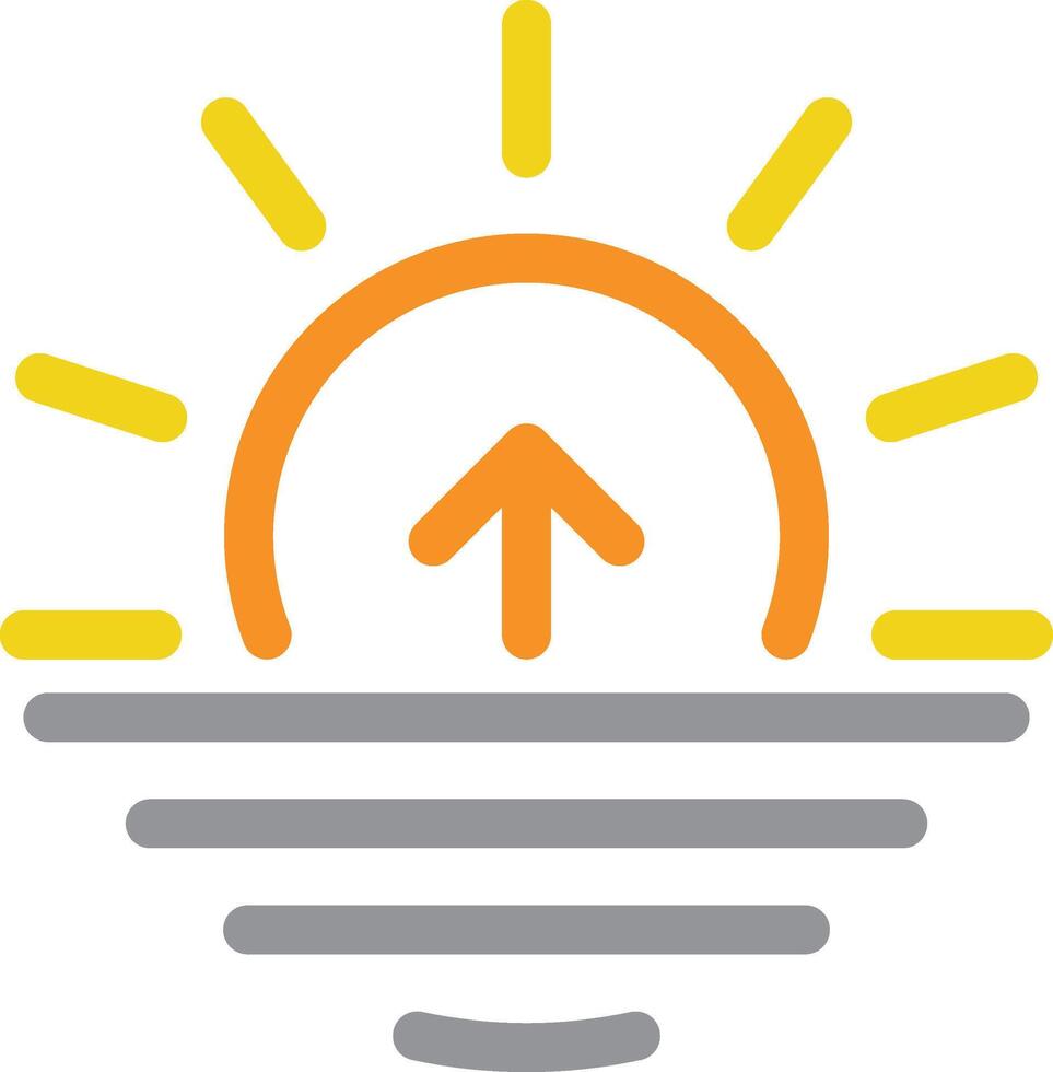 Sunrise icon. a yellow sun with an arrow pointing up symbol. vector
