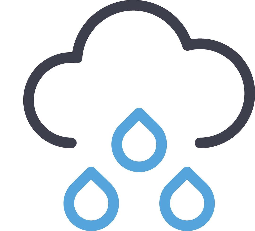 Heavy rain icon with water drops cloud symbol illustration. vector