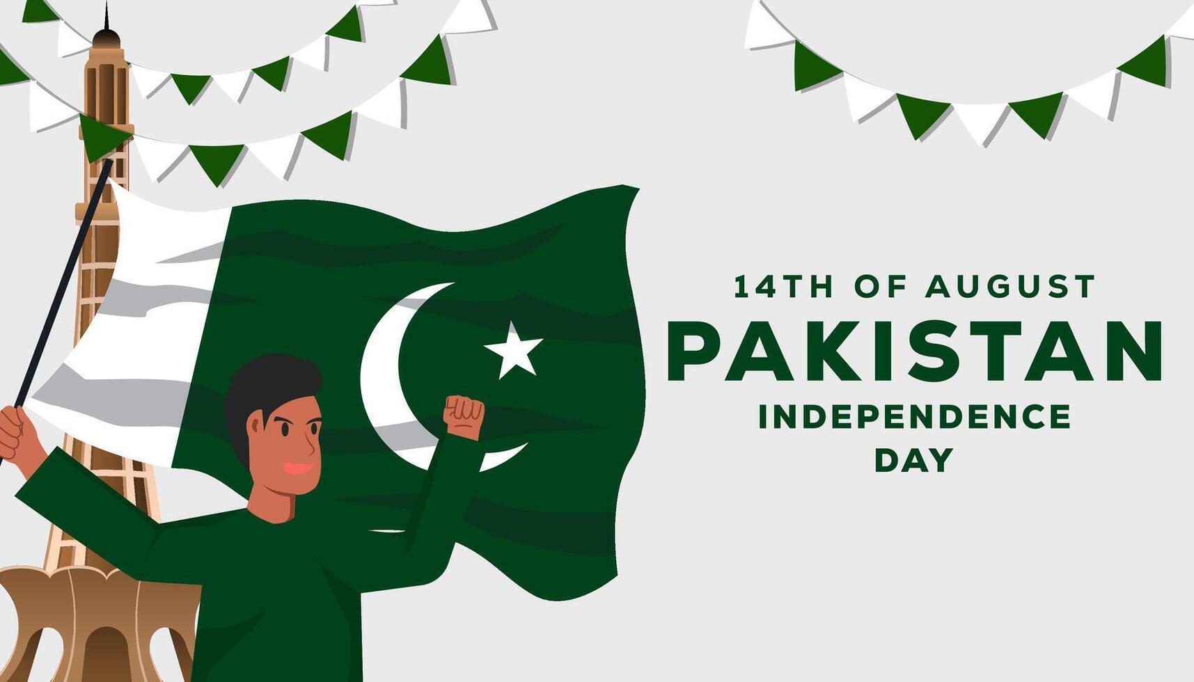 flat pakistan independence day background illustration vector