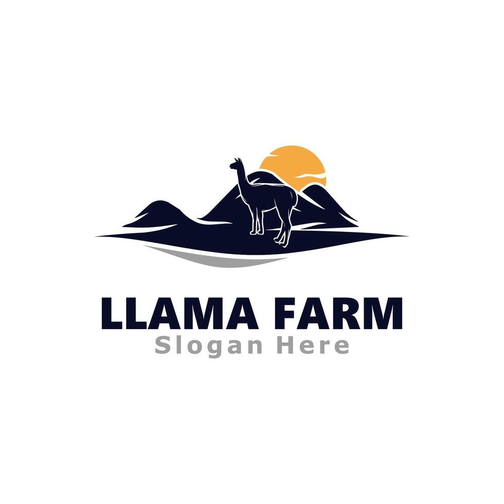 Llama with Mountain Logo Design Template vector
