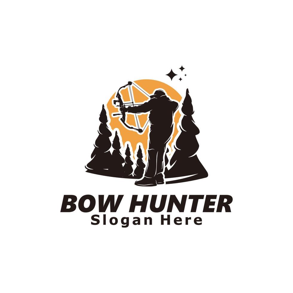 Bow Hunter logo design illustration vector