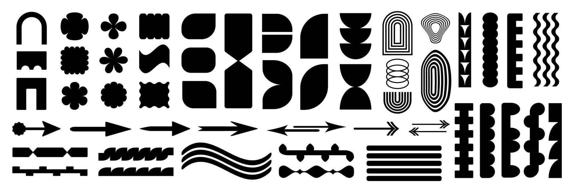 Brutal figure. Brutalist modern contemporary figure. Abstract geometric shapes and icons. Swiss design aesthetic. vector