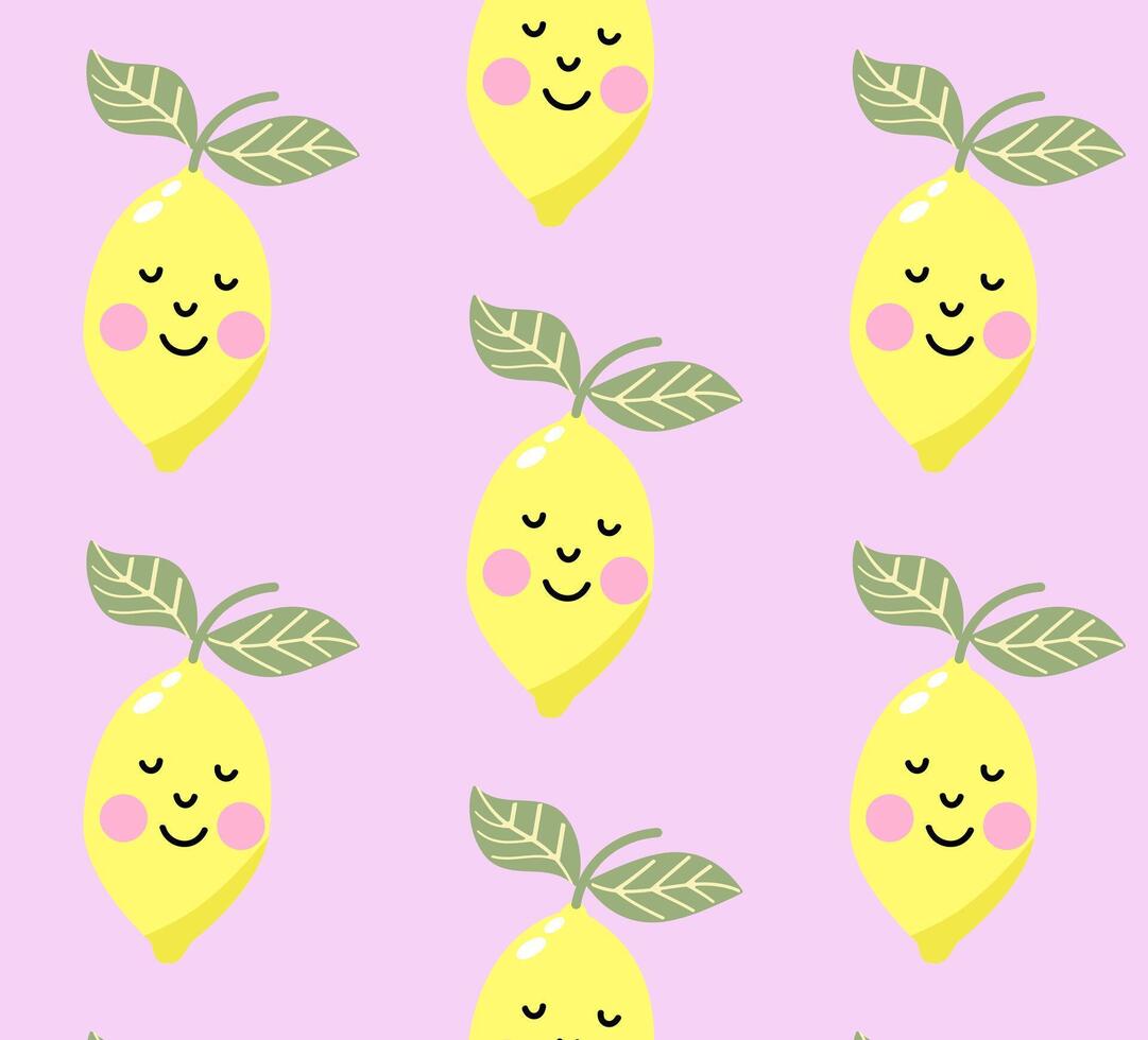 Summer lemon lime fruit pattern. vector