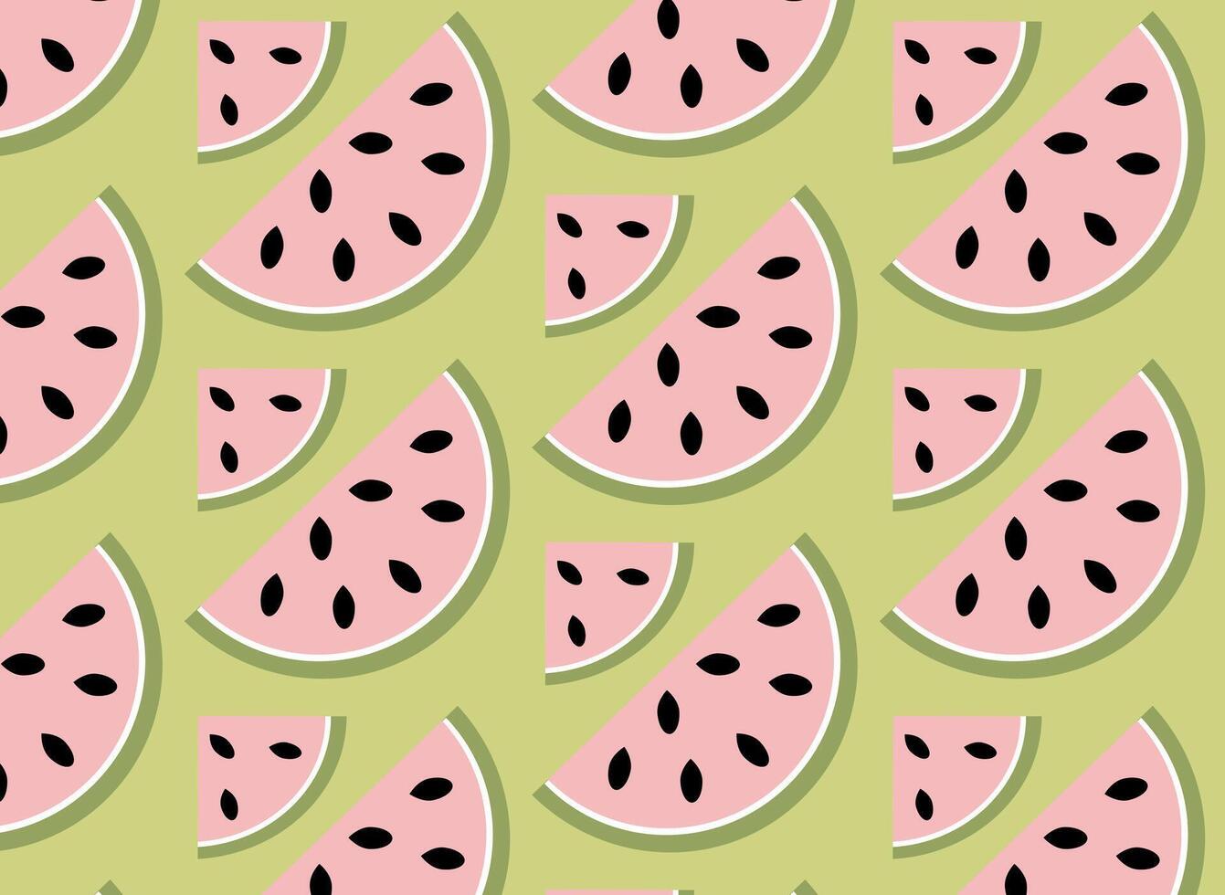 Summer watermelon background with fruits and fun pattern. vector