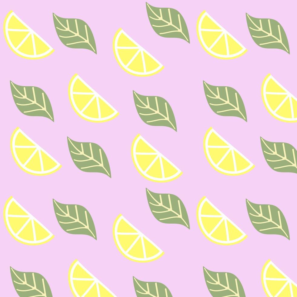 Summer lemon lime fruit pattern. vector