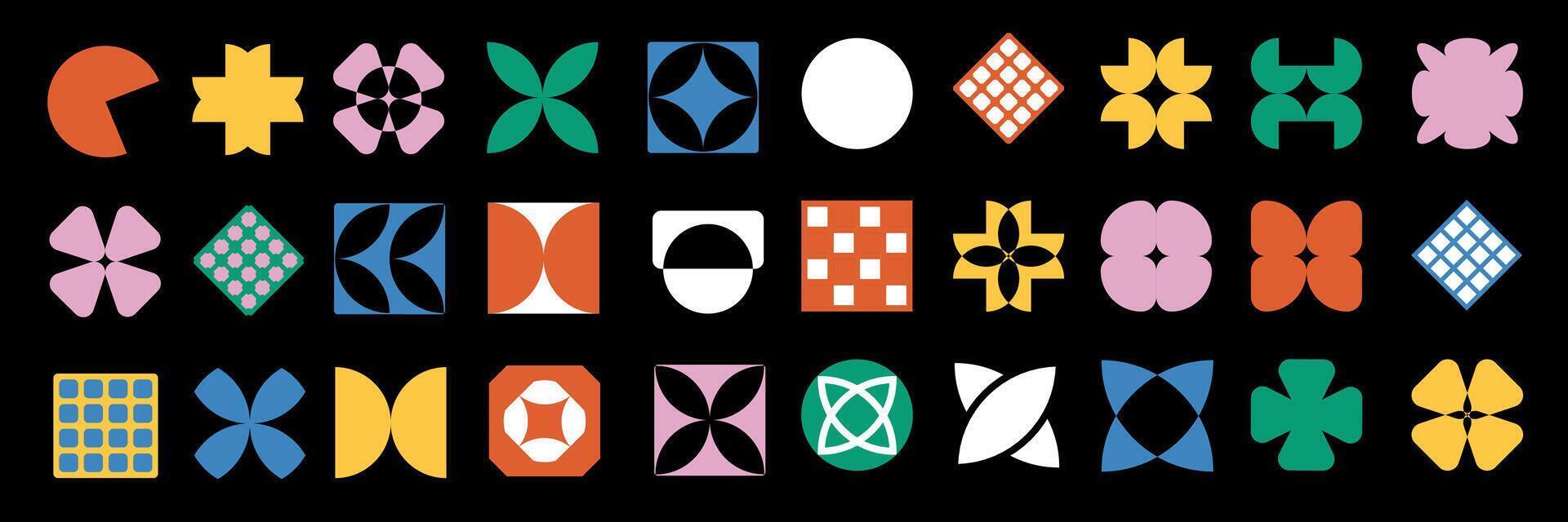 Brutal modern contemporary figure. Abstract geometric shapes and icons. Swiss design aesthetic. vector