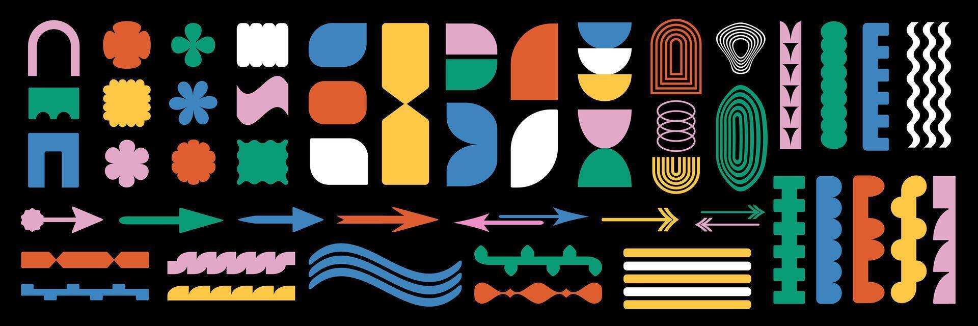 Brutal figure. Brutalist modern contemporary figure. Abstract geometric shapes and icons. Swiss design aesthetic. vector