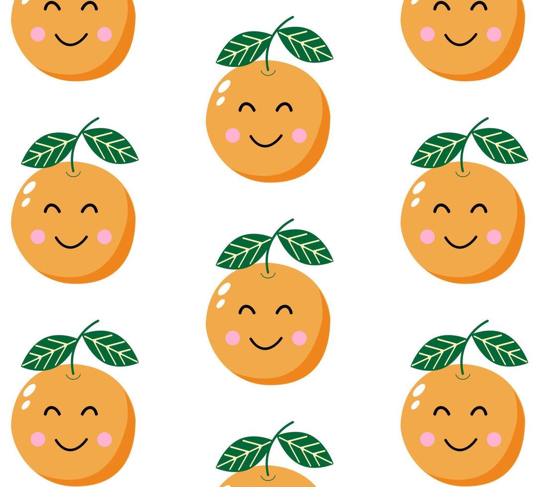 Orange fruit summer pattern. vector