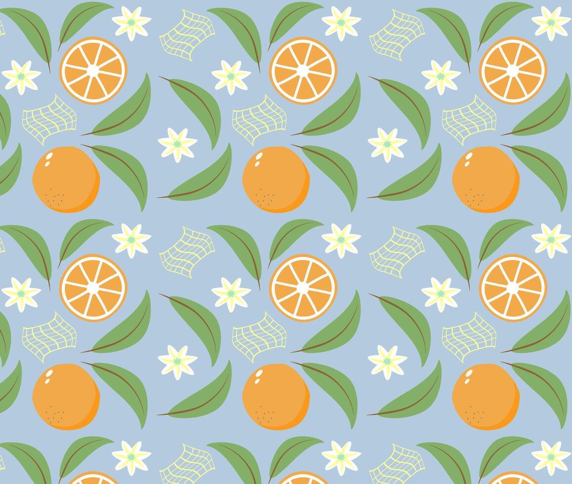 Orange fruit summer pattern. vector