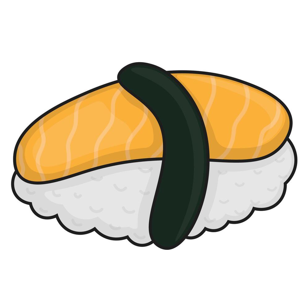 Hokkigai rice sushi Japanese traditional cuisine. Cartoon style of a Delicious Asian food illustration and concept for web or banner design element vector