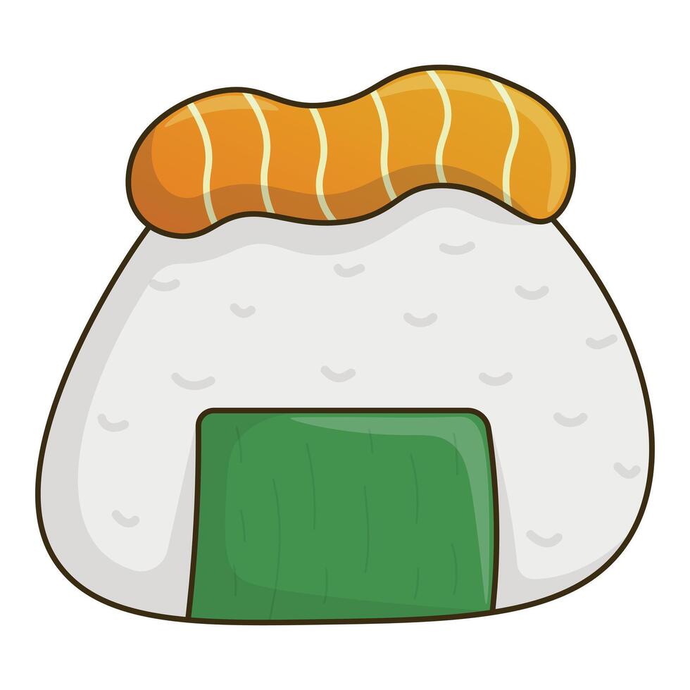 onigiri clipart Japanese fast food made of rice Rice ball in nori seaweed. Seafood design element concpet vector