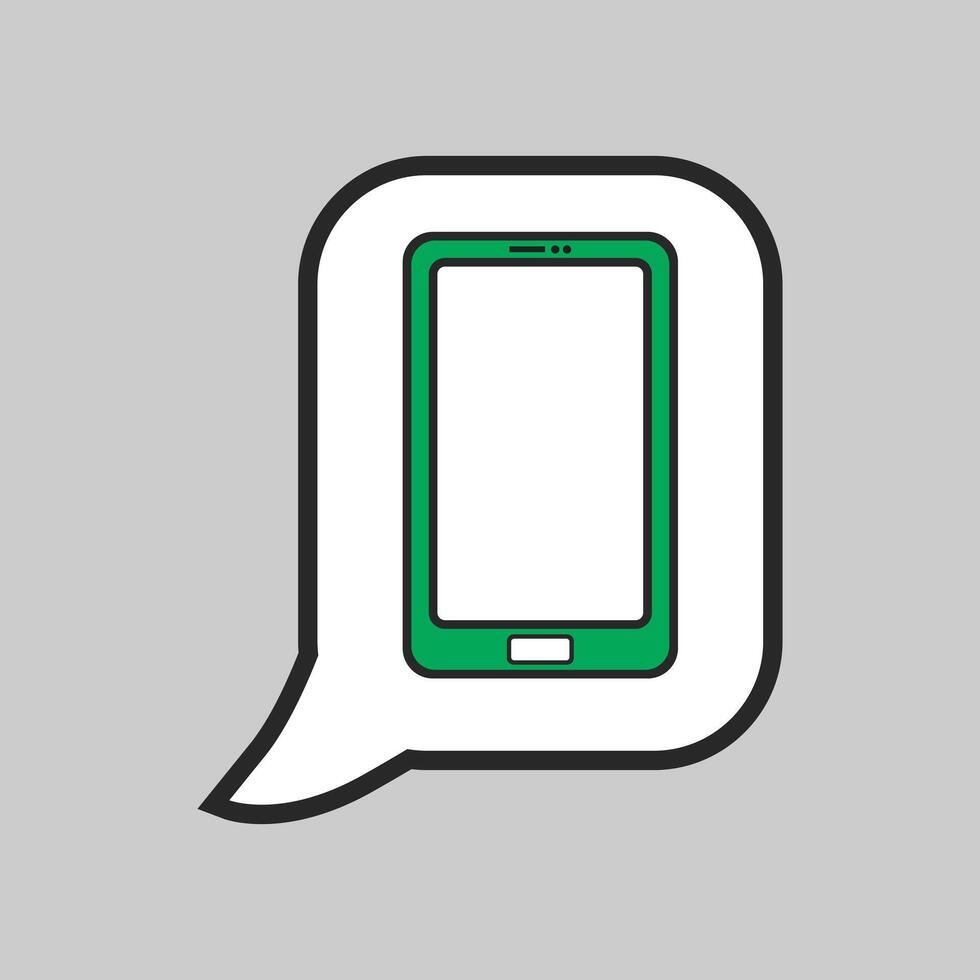 Smartphone icon in speech bubble. Illustration in flat style. vector