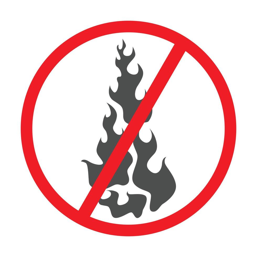 No fire sign on white background. illustration, flat design. vector