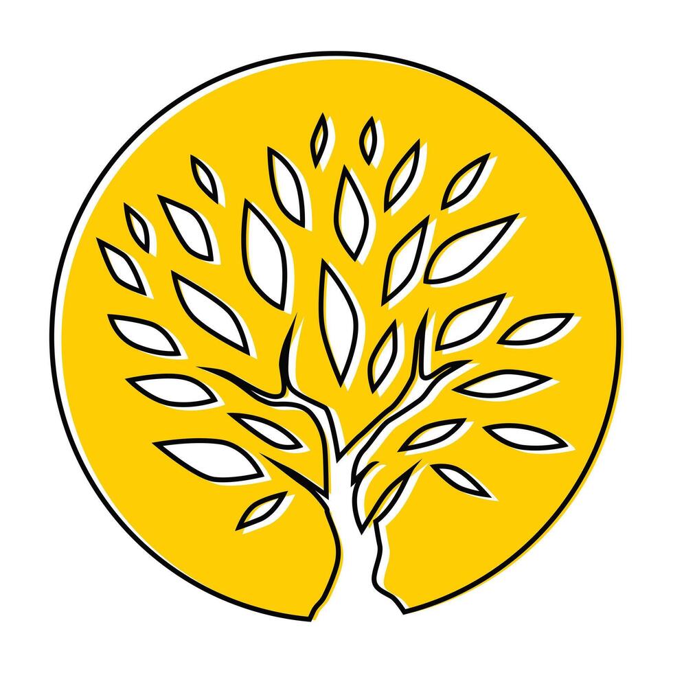 Tree plant ecology icon illustration design graphic flat style yellow and orange vector