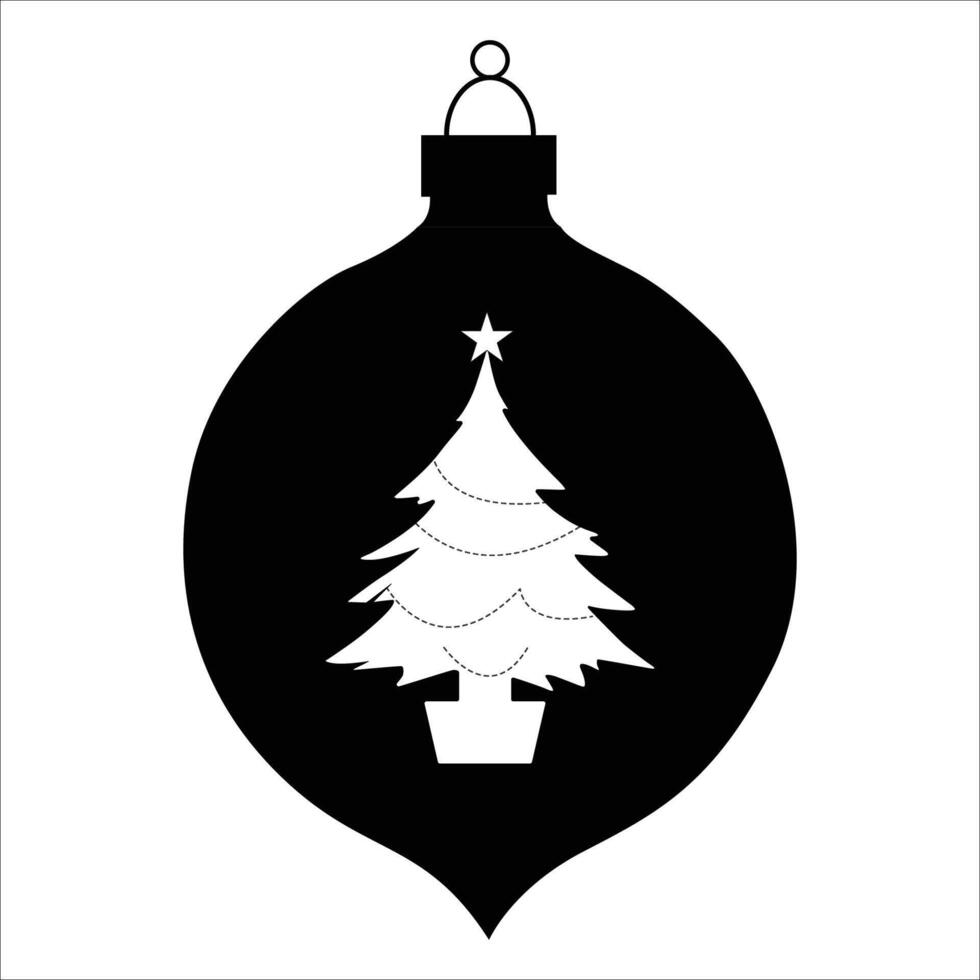 christmas ball silhouette Black and White vector
