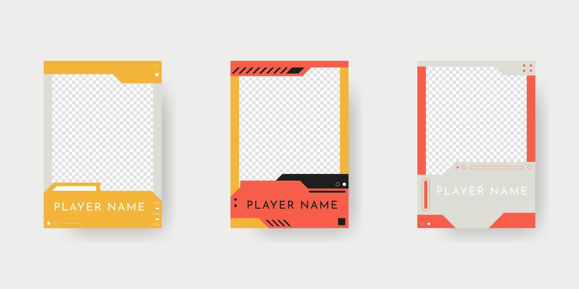 Collection of player frames template. Game card frame template design. vector