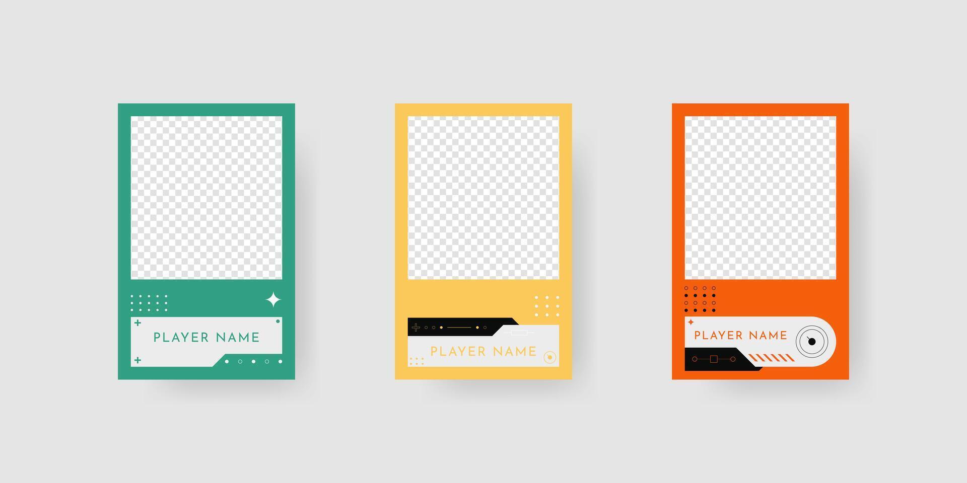 Collection of player frames template. Game card frame template design. vector