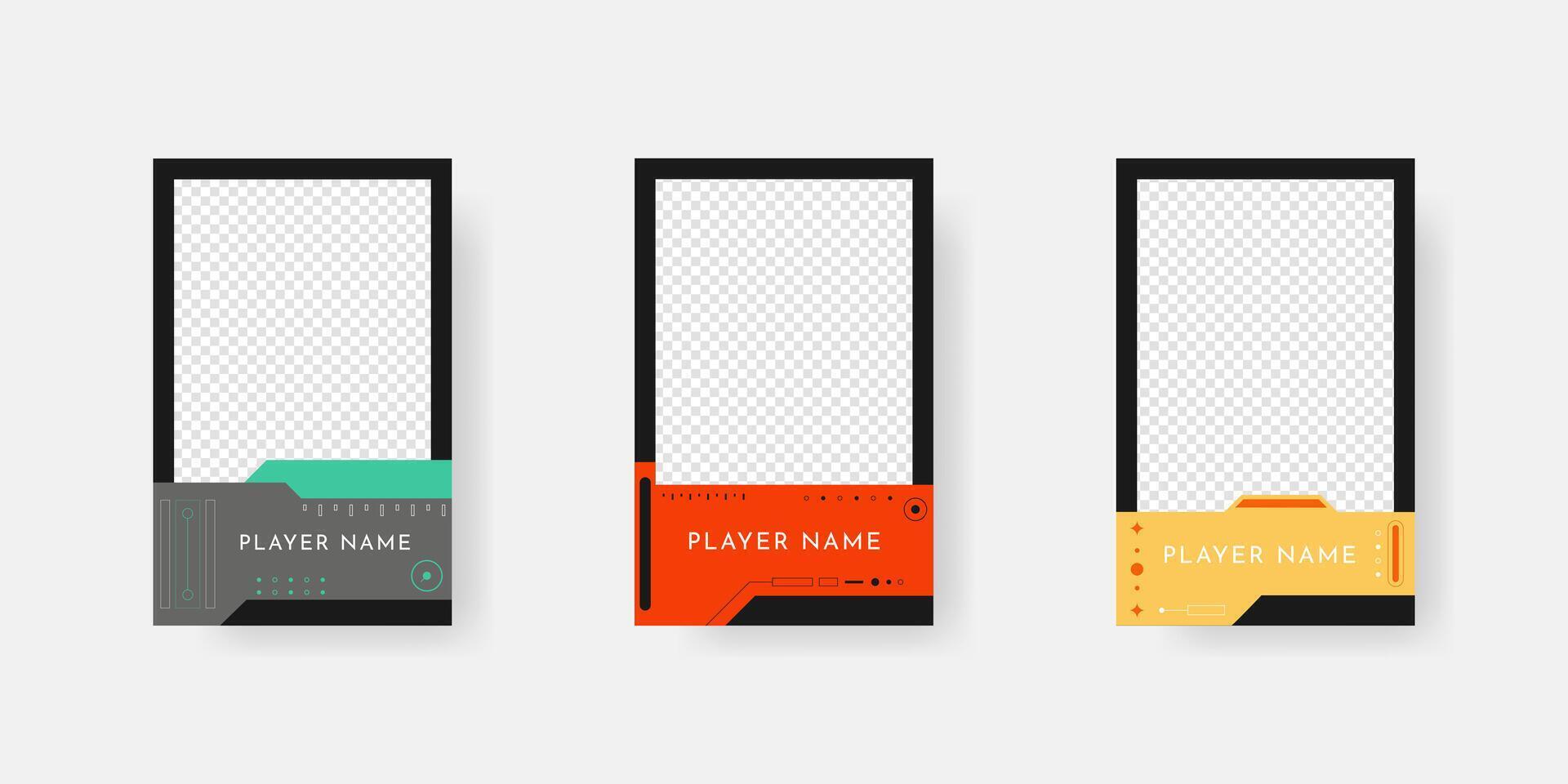 Collection of player frames template. Game card frame template design. vector