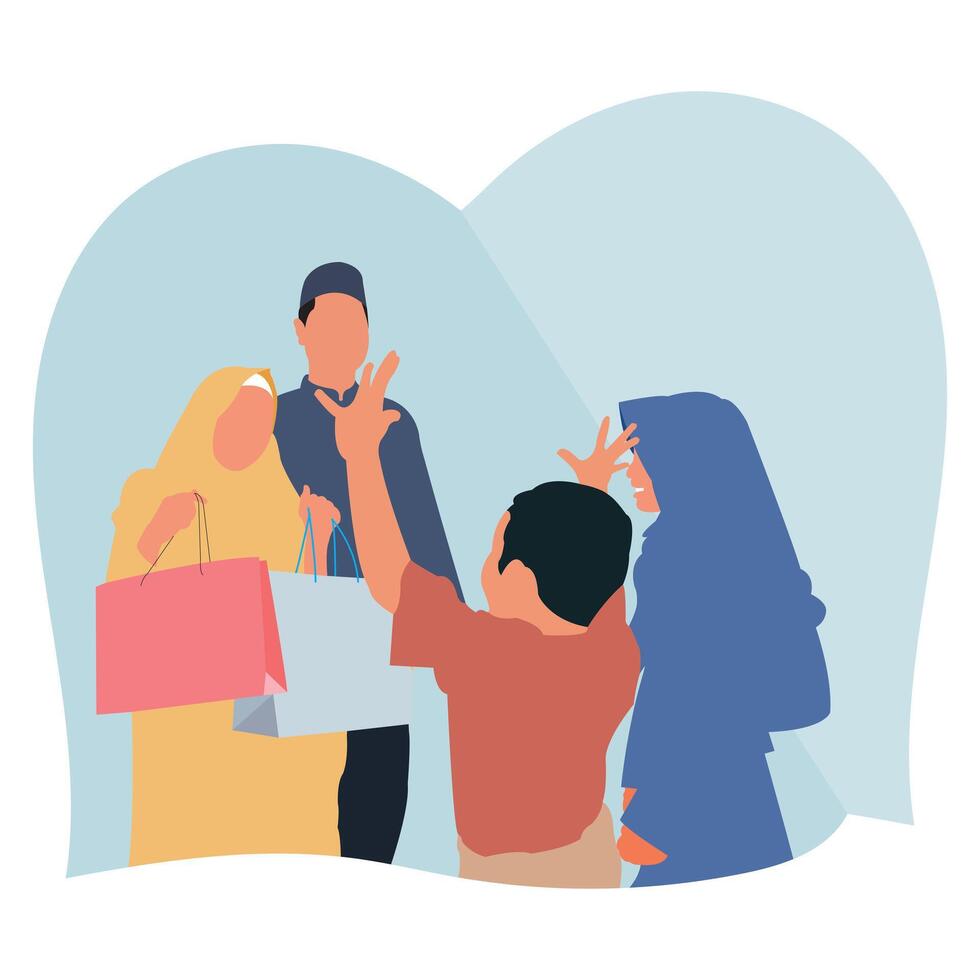 Happy family smile shopping cartoon vector