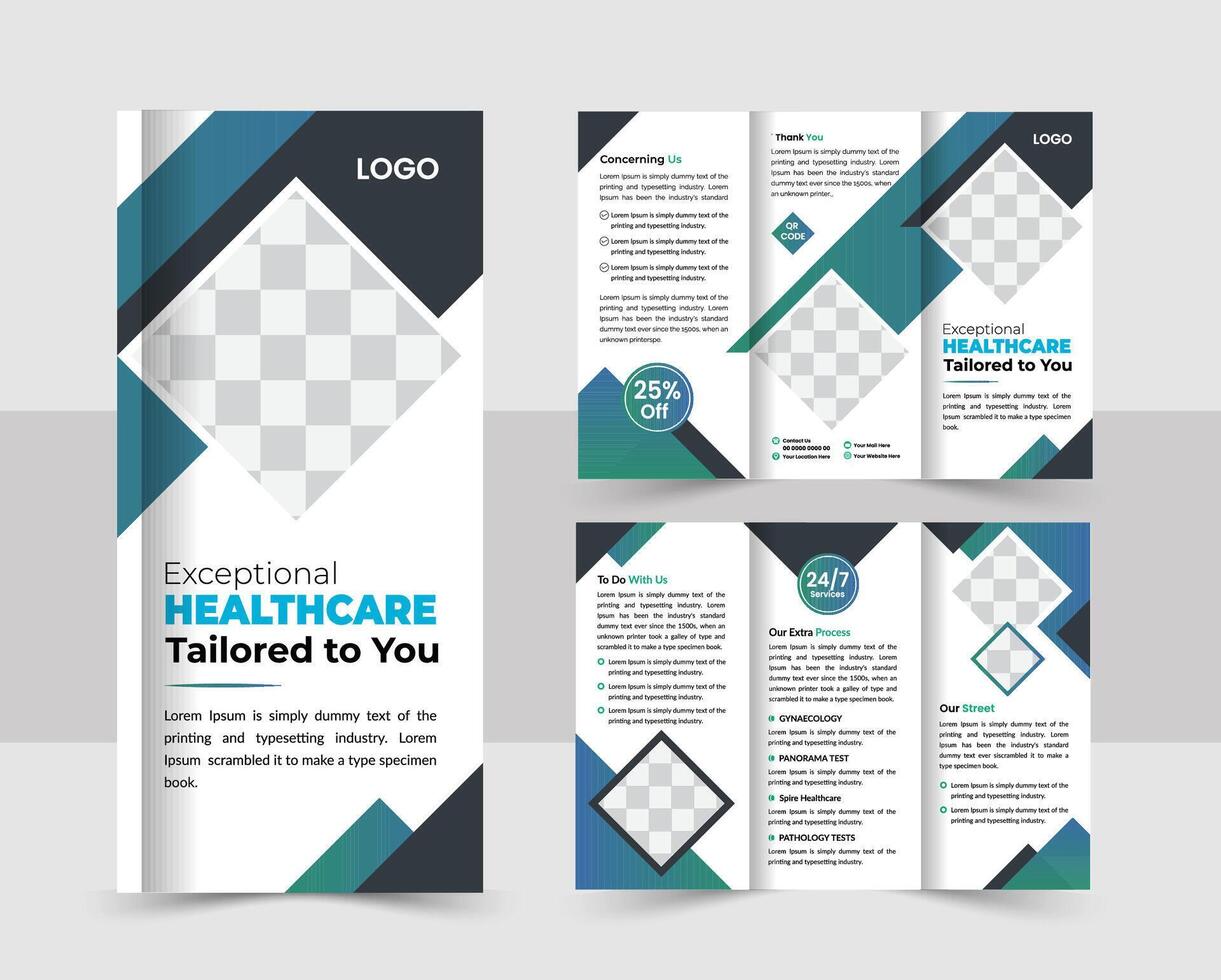 Tri-Fold Healthcare Or Medical brochure design template. Medical tri-Fold Brochure Design Template. Healthcare hospital Modern tri-Fold Brochure Design Template. vector