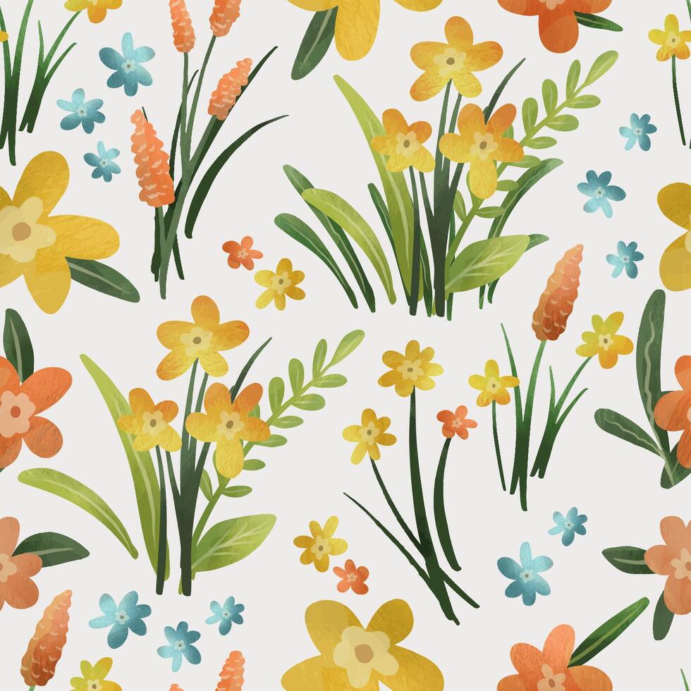 spring flowers seamless pattern. vector