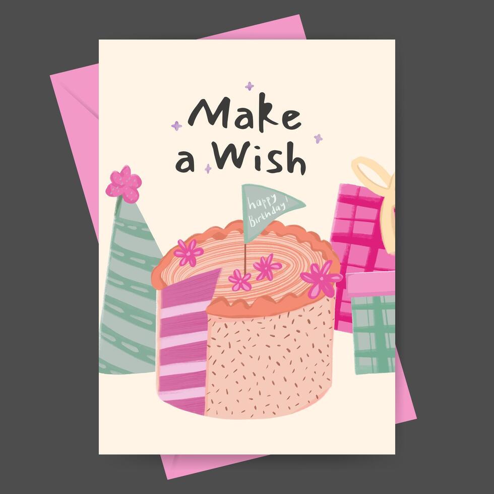 Hand drawn birthday greeting card design vector