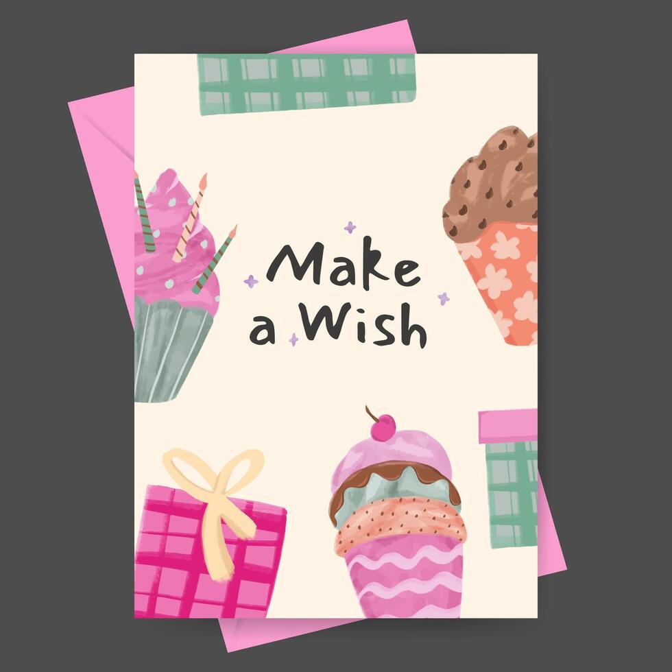 Hand drawn birthday greeting card design vector